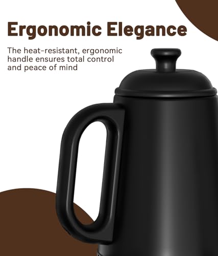 ELTRIKO Gooseneck Electric Kettle, 1L Water Boiler, Pour Over Coffee & Tea, 1000W Fast Heating, Stainless Steel, Auto Shut-Off & Boil-Dry Protection, BPA-Free