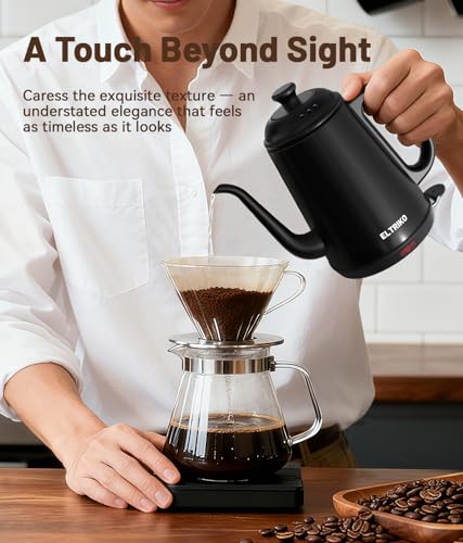 ELTRIKO Gooseneck Electric Kettle, 1L Water Boiler, Pour Over Coffee & Tea, 1000W Fast Heating, Stainless Steel, Auto Shut-Off & Boil-Dry Protection, BPA-Free