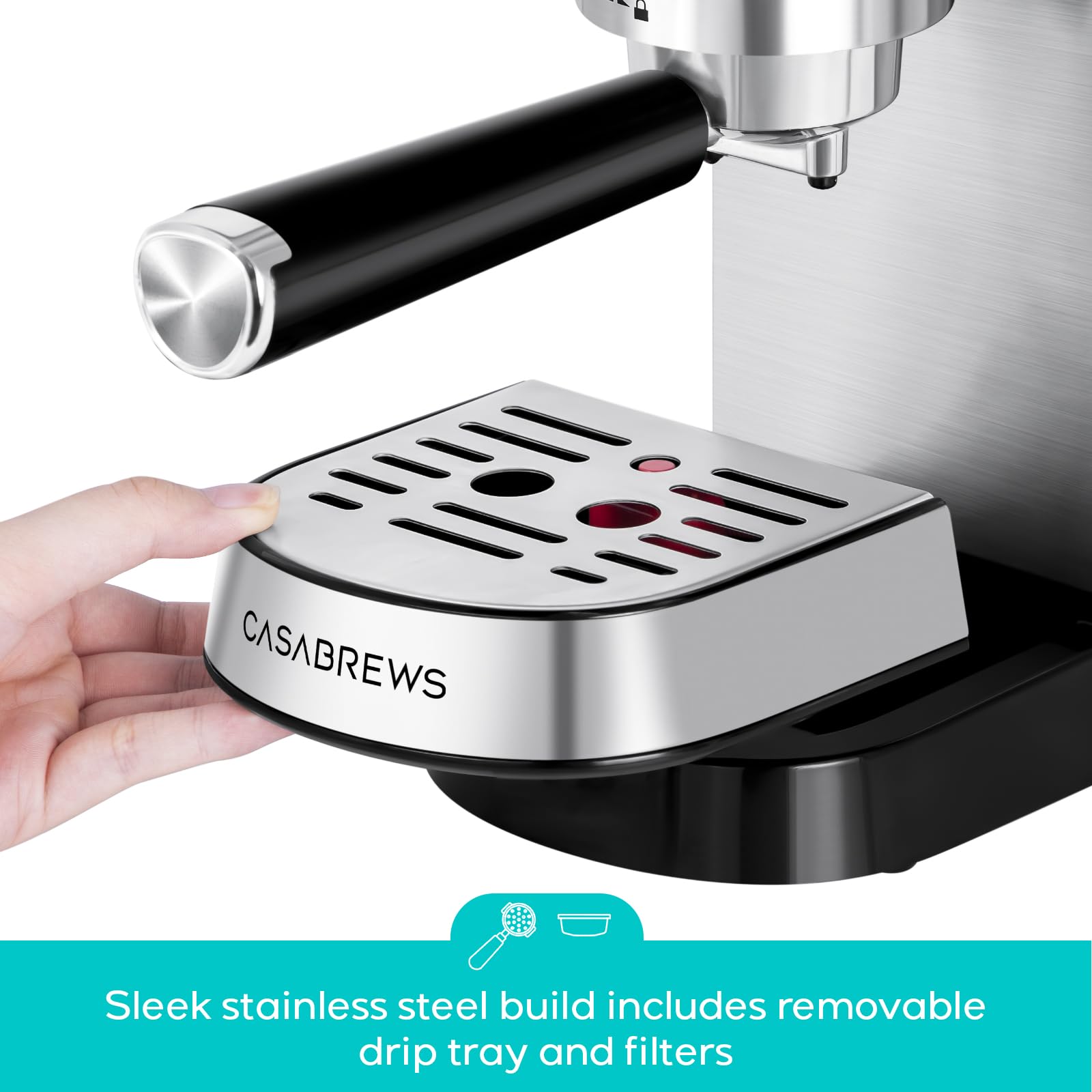 CASABREWS Espresso Machine 20 Bar, Professional Espresso Maker with Milk Frother Steam Wand, Compact Coffee Machine with 34oz Removable Water Tank for Cappuccino, Latte, Gift for Dad or Mom