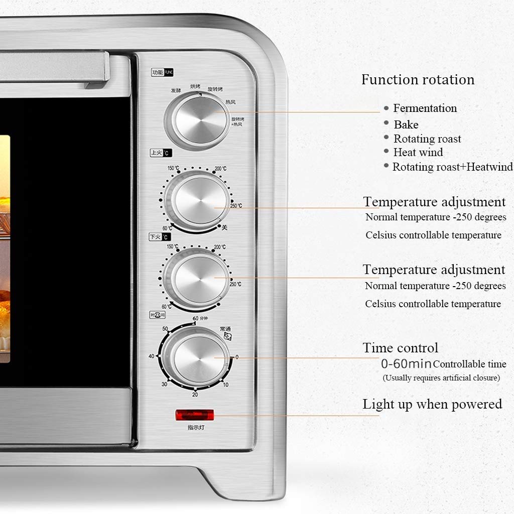 QERTYHJK Extra Wide Convection Countertop Toaster Oven, Includes Bake Pan, Broil Rack & Toasting, Stainless Steel