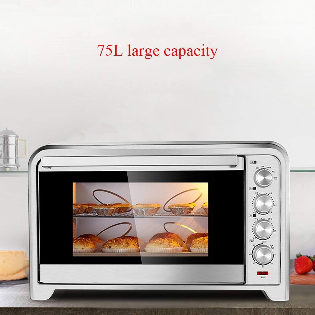 QERTYHJK Extra Wide Convection Countertop Toaster Oven, Includes Bake Pan, Broil Rack & Toasting, Stainless Steel