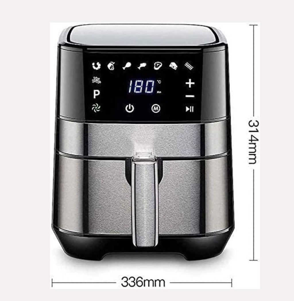 DDYYCX Air Fryer Oven, Electric Oilless Cooker with LED Digital Touch Screen, 8 in 1 Electric Hot Oven Cooker, Non-Stick Air Frier Pot, 1230W (Silver)
