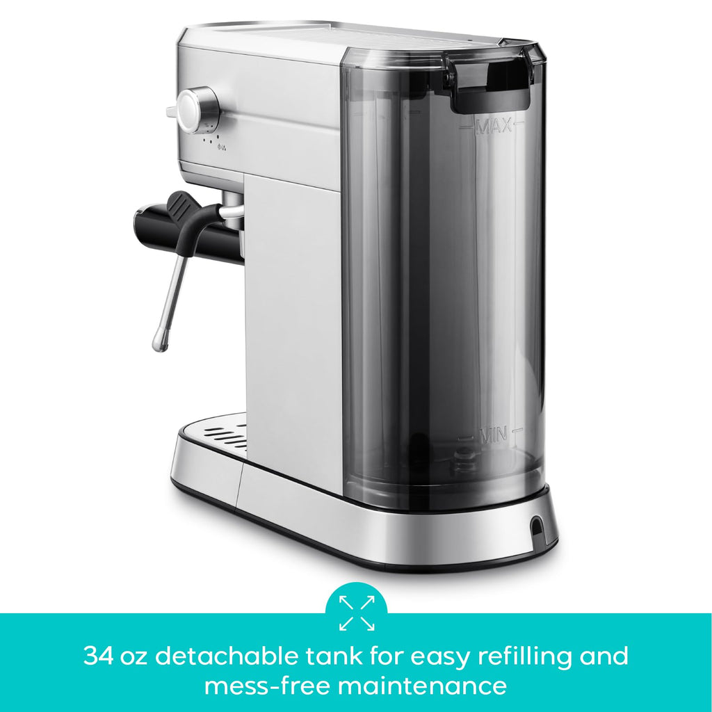 CASABREWS Espresso Machine 20 Bar, Professional Espresso Maker with Milk Frother Steam Wand, Compact Coffee Machine with 34oz Removable Water Tank for Cappuccino, Latte, Gift for Dad or Mom