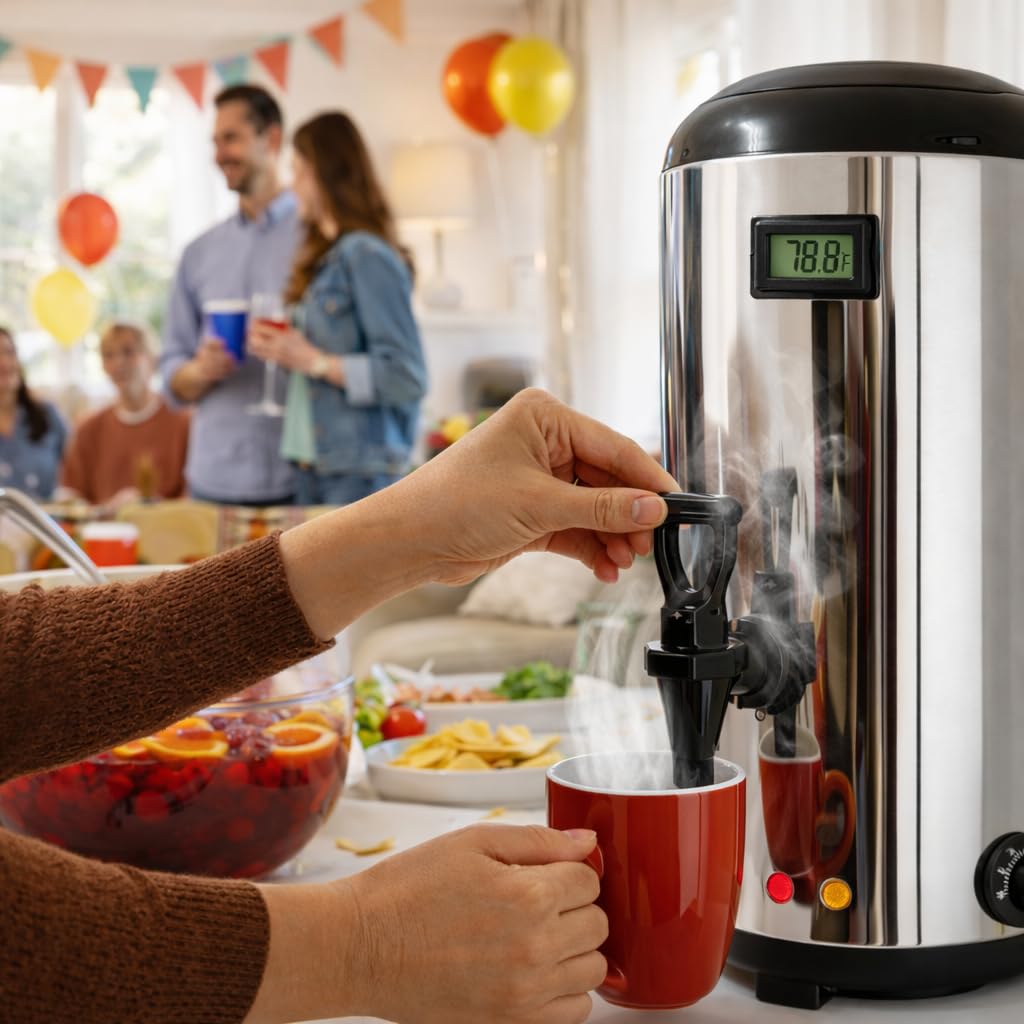 12L Stainless Steel Hot Beverage Dispenser with Spigot