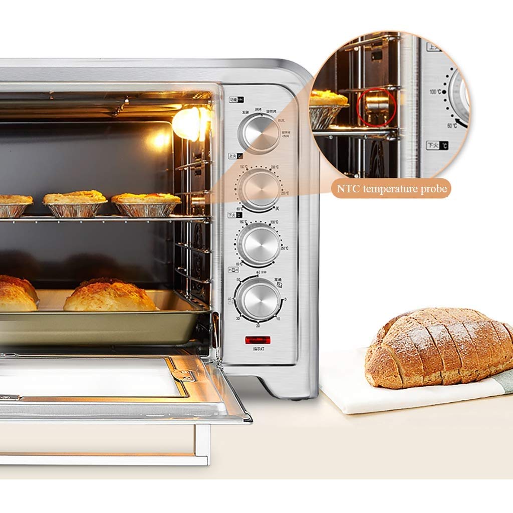 QERTYHJK Extra Wide Convection Countertop Toaster Oven, Includes Bake Pan, Broil Rack & Toasting, Stainless Steel