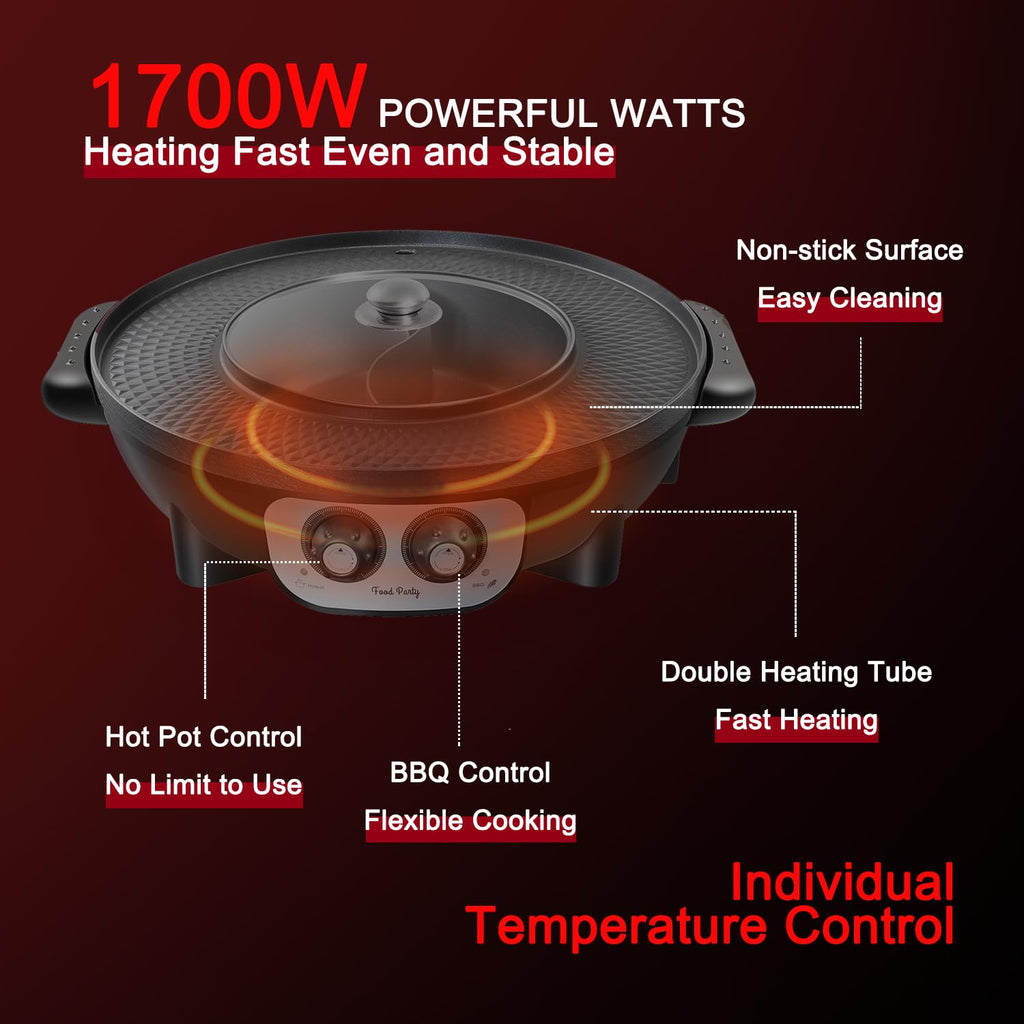 2-in-1 Electric Hot Pot & Smokeless Korean BBQ Grill