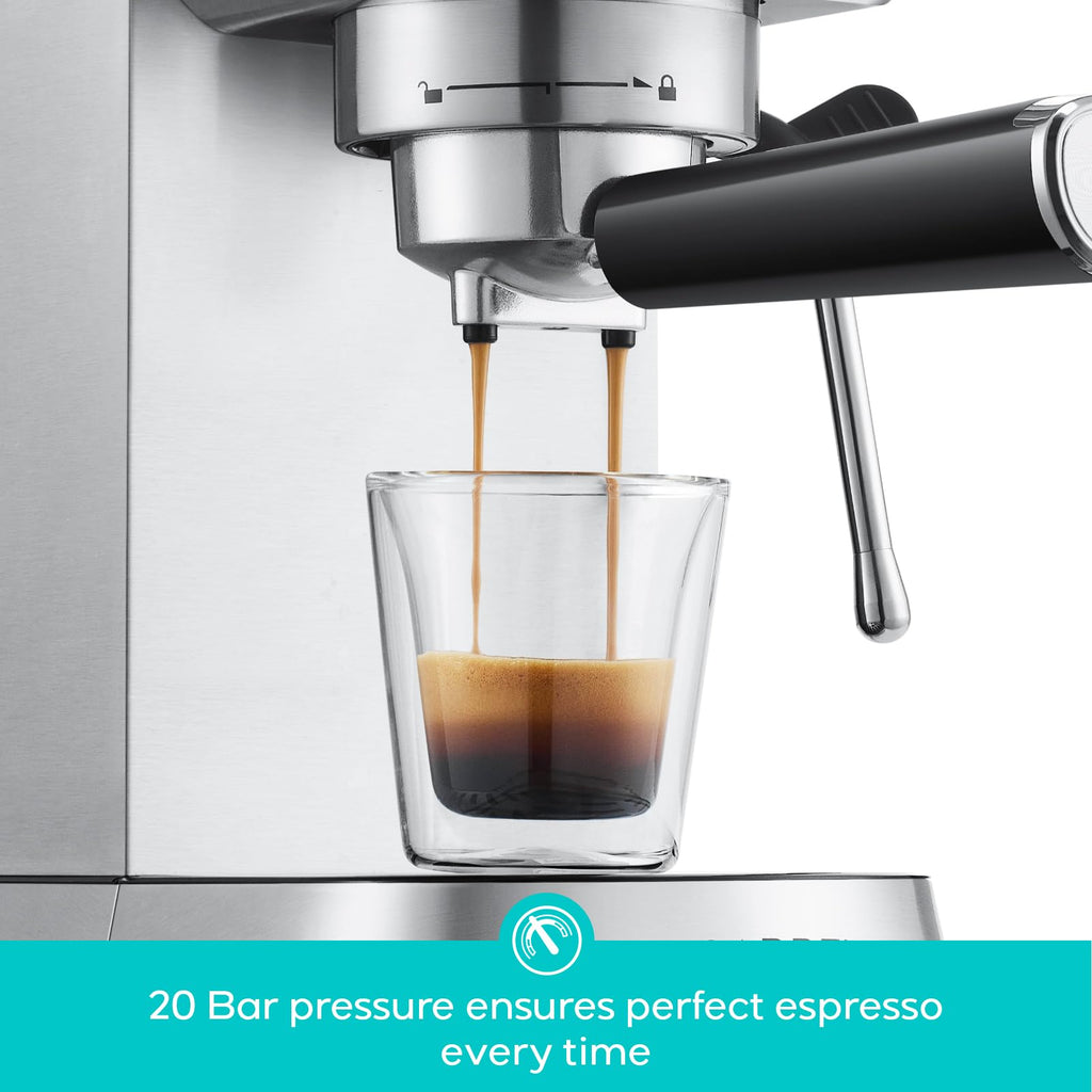 CASABREWS Espresso Machine 20 Bar, Professional Espresso Maker with Milk Frother Steam Wand, Compact Coffee Machine with 34oz Removable Water Tank for Cappuccino, Latte, Gift for Dad or Mom