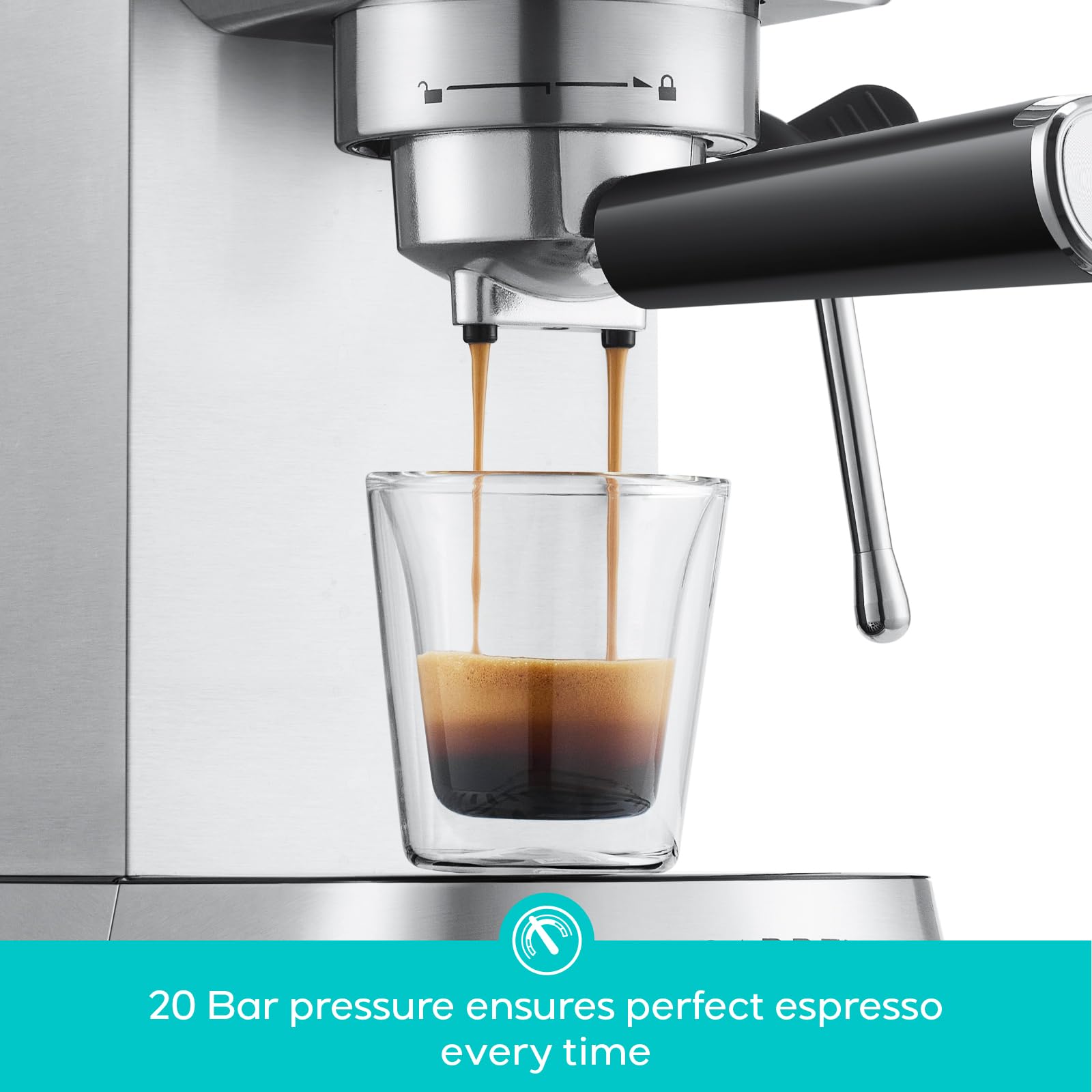 CASABREWS Espresso Machine 20 Bar, Professional Espresso Maker with Milk Frother Steam Wand, Compact Coffee Machine with 34oz Removable Water Tank for Cappuccino, Latte, Gift for Dad or Mom