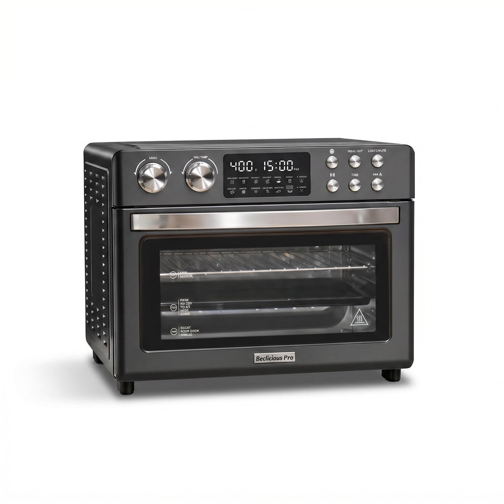 28QT Air Fryer Toaster Oven Combo, Large Countertop Oven with Next-Gen HeatWave Convection, 3-Layer Cooking, Black