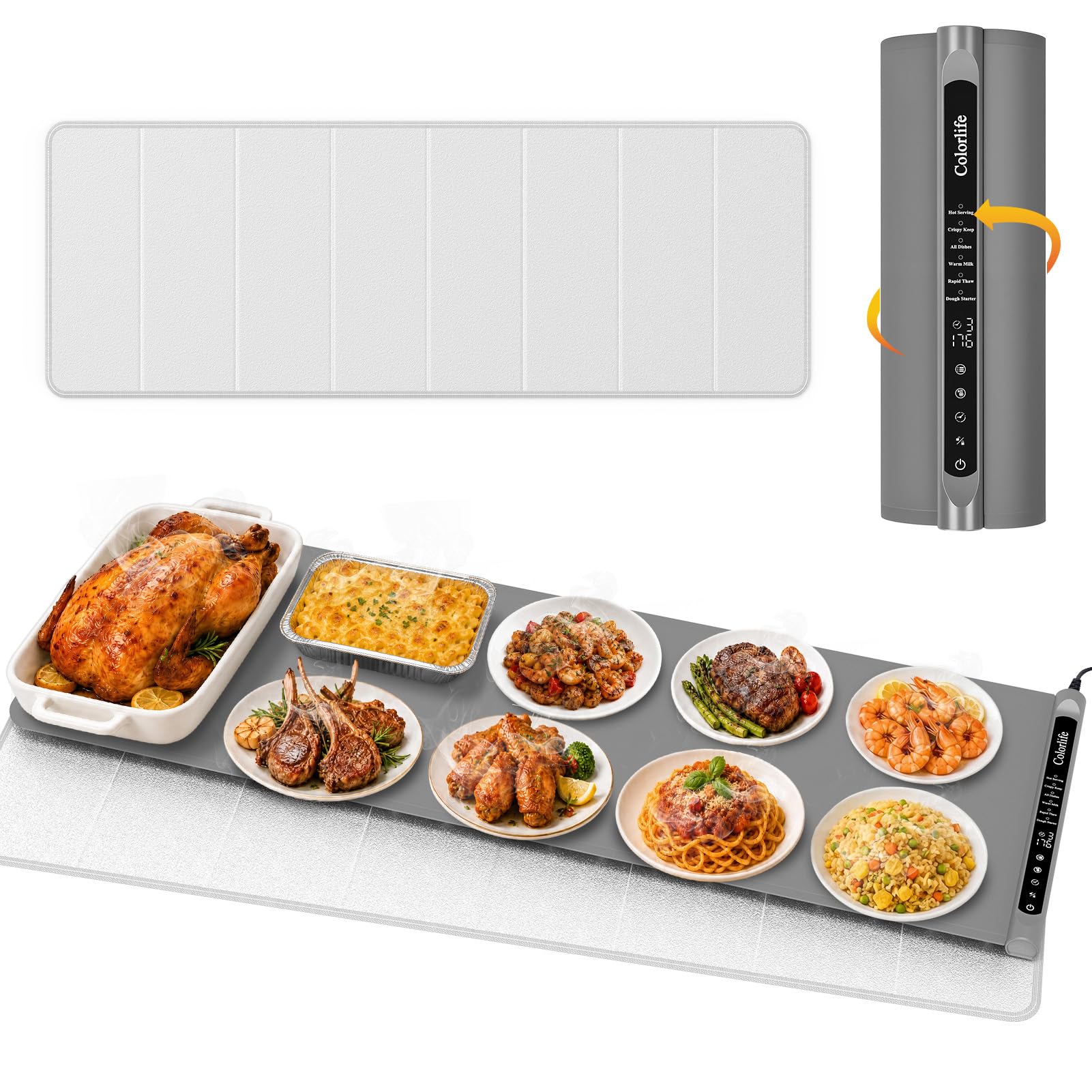 Electric Food Warming Mat with Heat-Resistant Pad