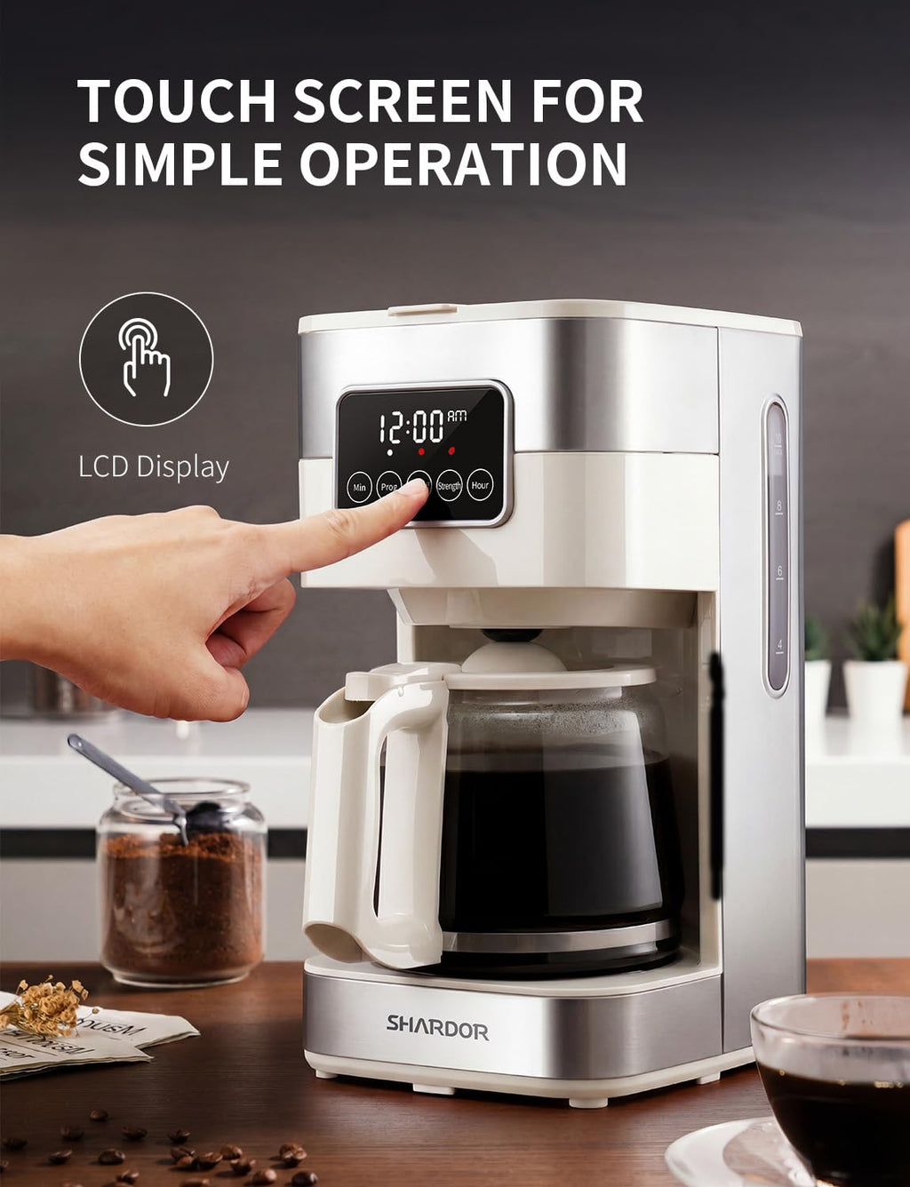 SHARDOR 10-Cup Programmable Coffee Maker, Regular & Strong Brew Drip Coffee Machine for Home and Office, Auto Shut Off, Permanent Filter