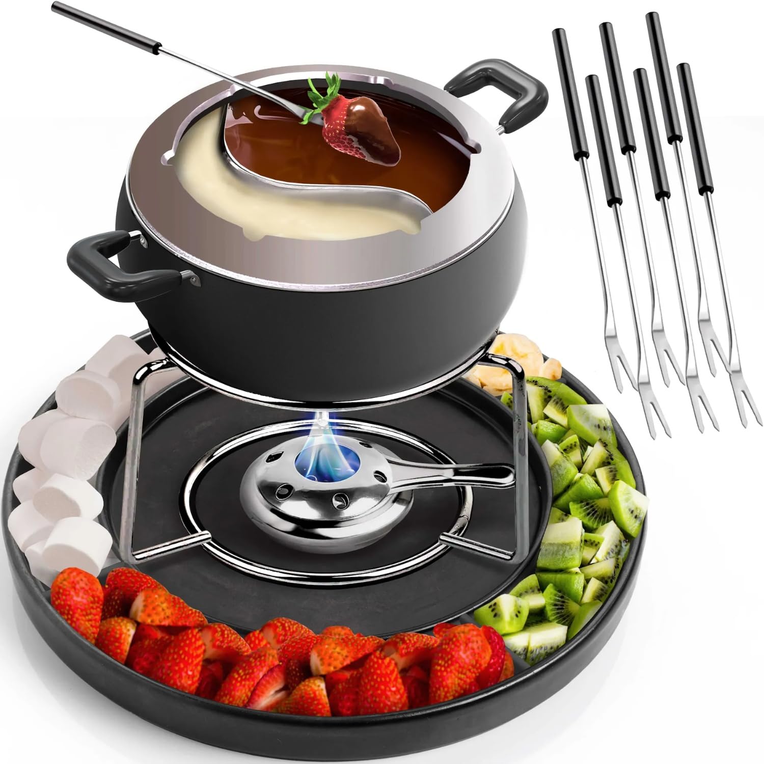 2.6-Quart Dual Cheese & Chocolate Fondue Pot Set