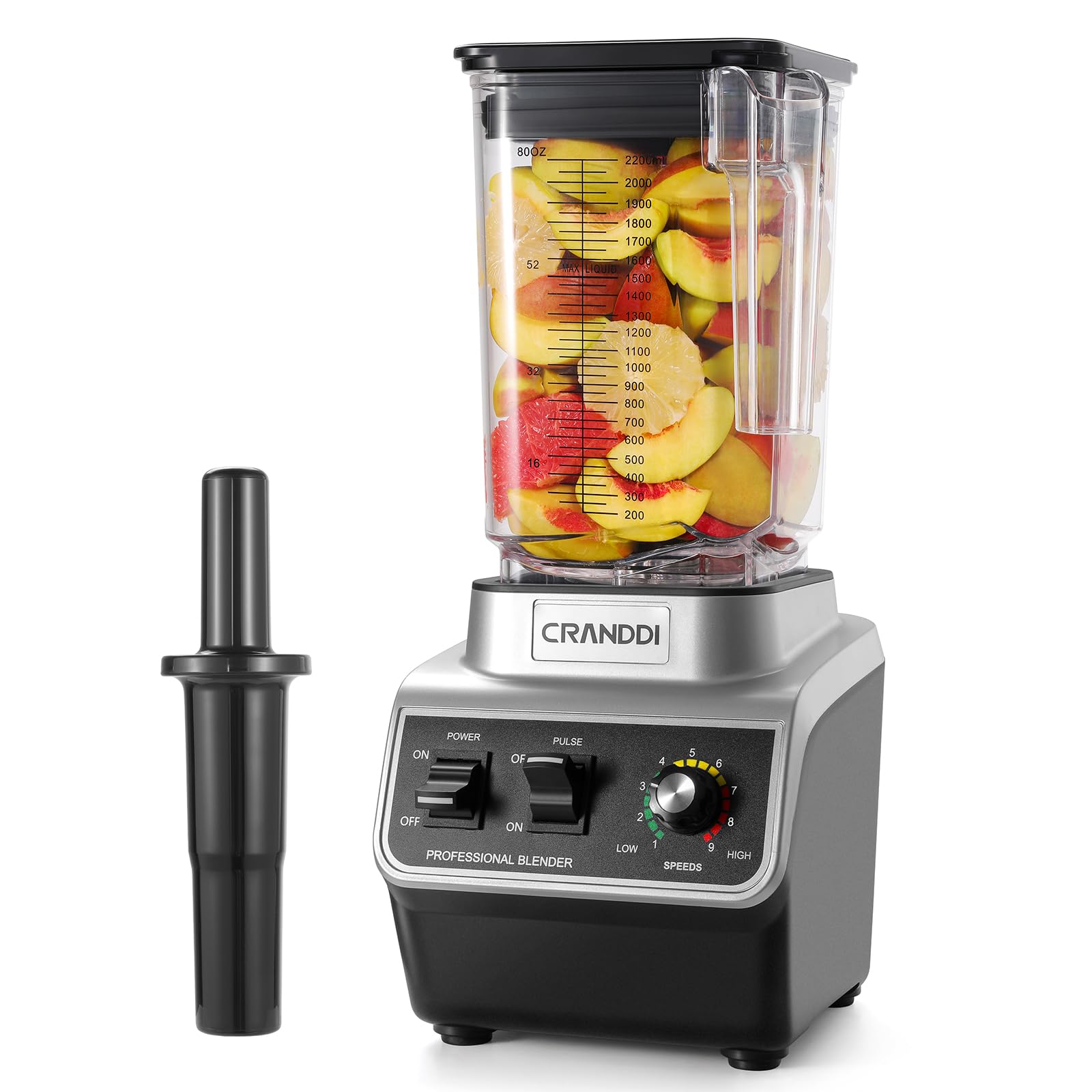 CRANDDI 1500W Commercial Blender with 80 oz Pitcher