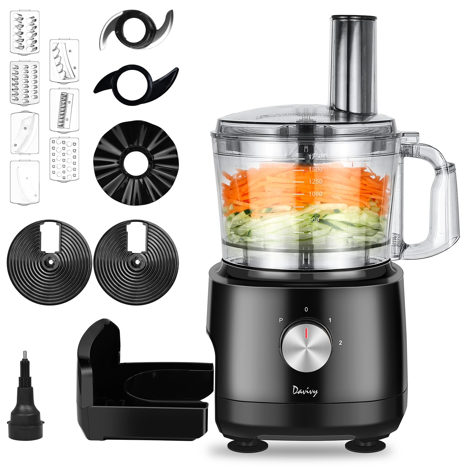 Davivy 7-Cup 10-in-1 Food Processor with Storage