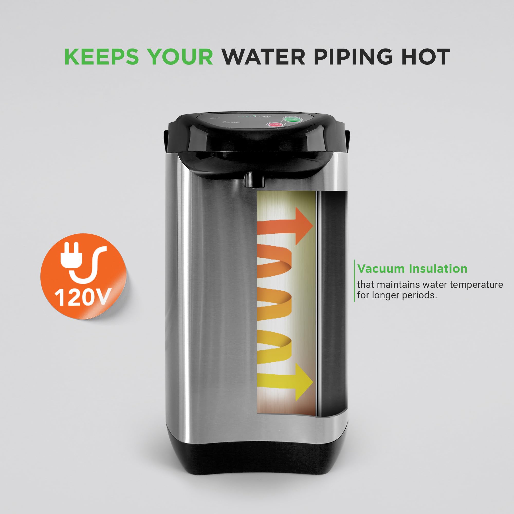 NutriChef Insulated Stainless Steel Hot Water Urn