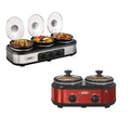 Slow Cooker, Dual and Triple Slow Cooker Buffet Server Multiple Pot Food Warmer, Slow Cooker Buffet Food Warmer Adjustable Temp Lid Rests Stainless Steel