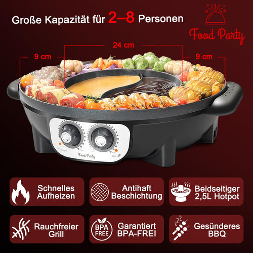 2-in-1 Electric Hot Pot & Smokeless Korean BBQ Grill