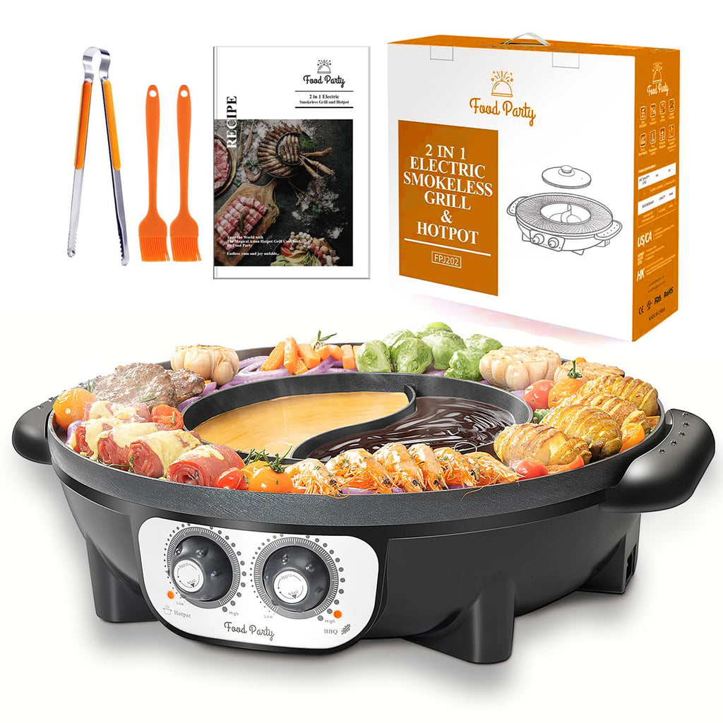 2-in-1 Electric Hot Pot & Smokeless Korean BBQ Grill