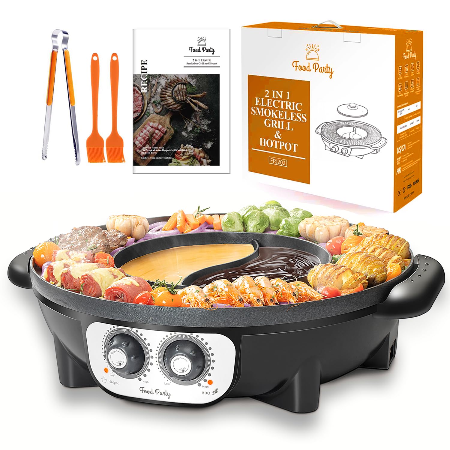 2-in-1 Electric Hot Pot & Smokeless Korean BBQ Grill
