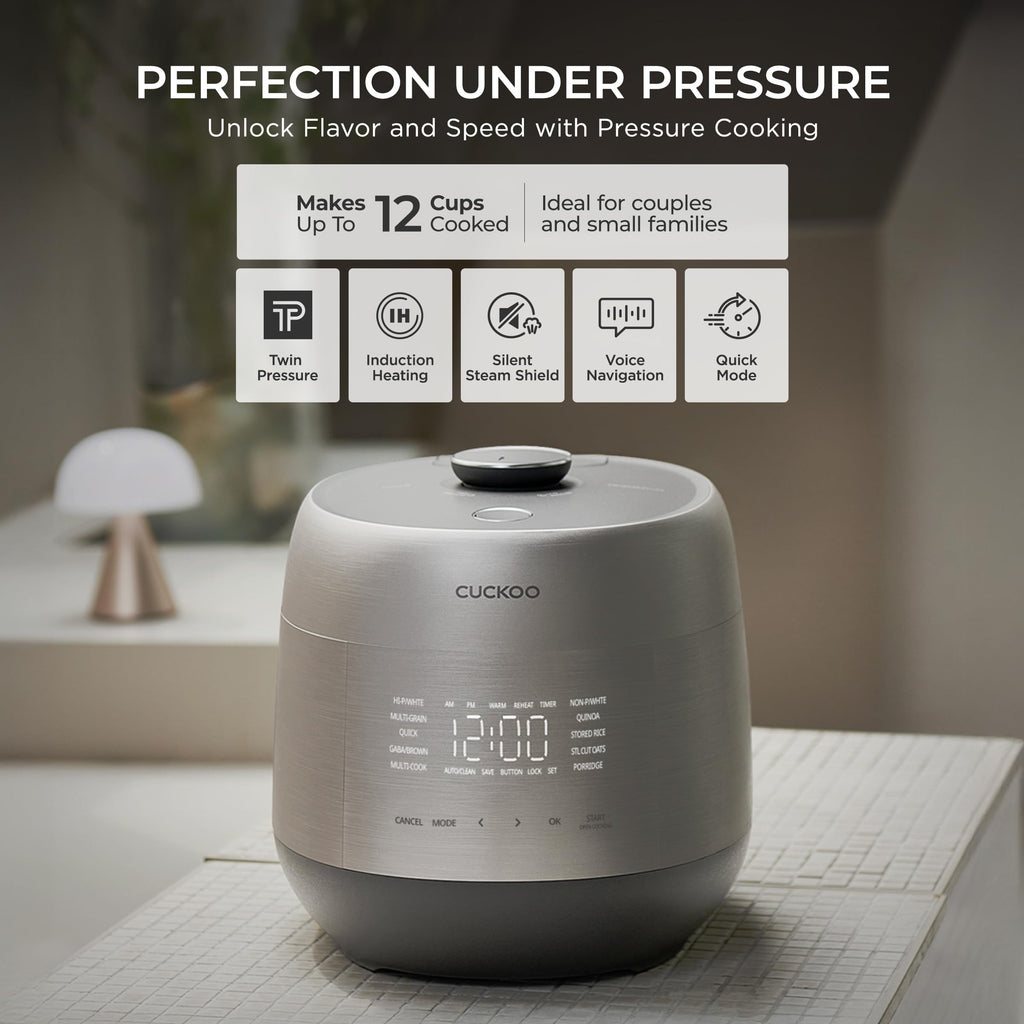 CUCKOO Twin Pressure Induction Rice Cooker, 12-Cup Cooked, CRP-PHTR0609FS