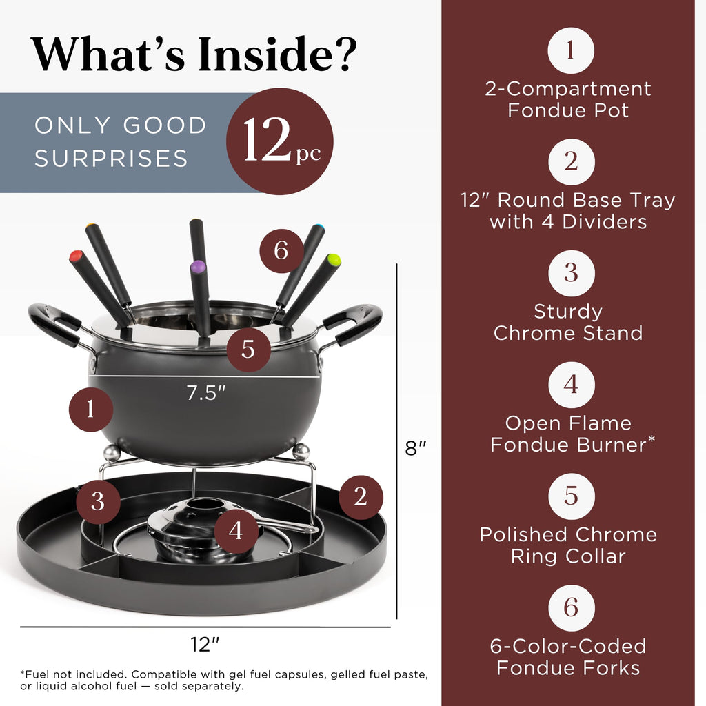 2.6-Quart Dual Cheese & Chocolate Fondue Pot Set