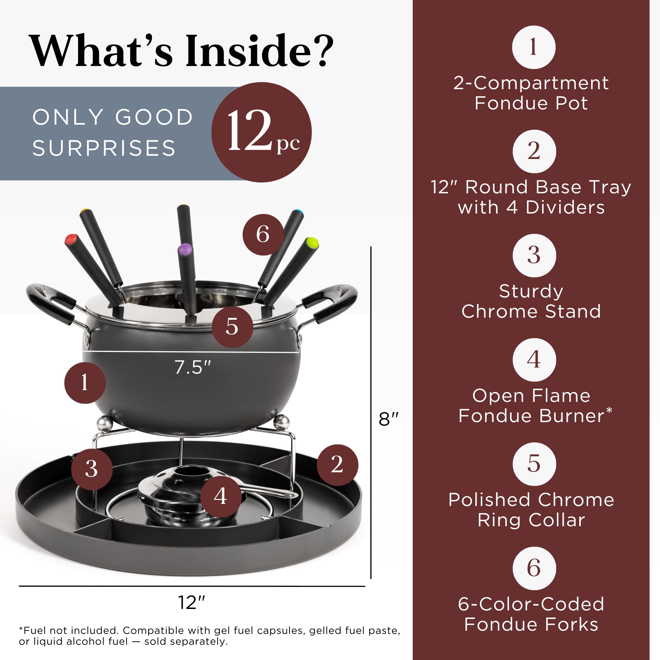2.6-Quart Dual Cheese & Chocolate Fondue Pot Set