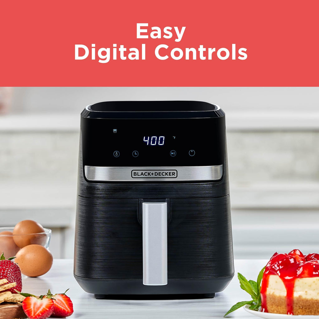 BLACK+DECKER Purify Air Fryer, Timer with Auto Shut-off and Shake Reminder, LED Touchscreen and 9 presets