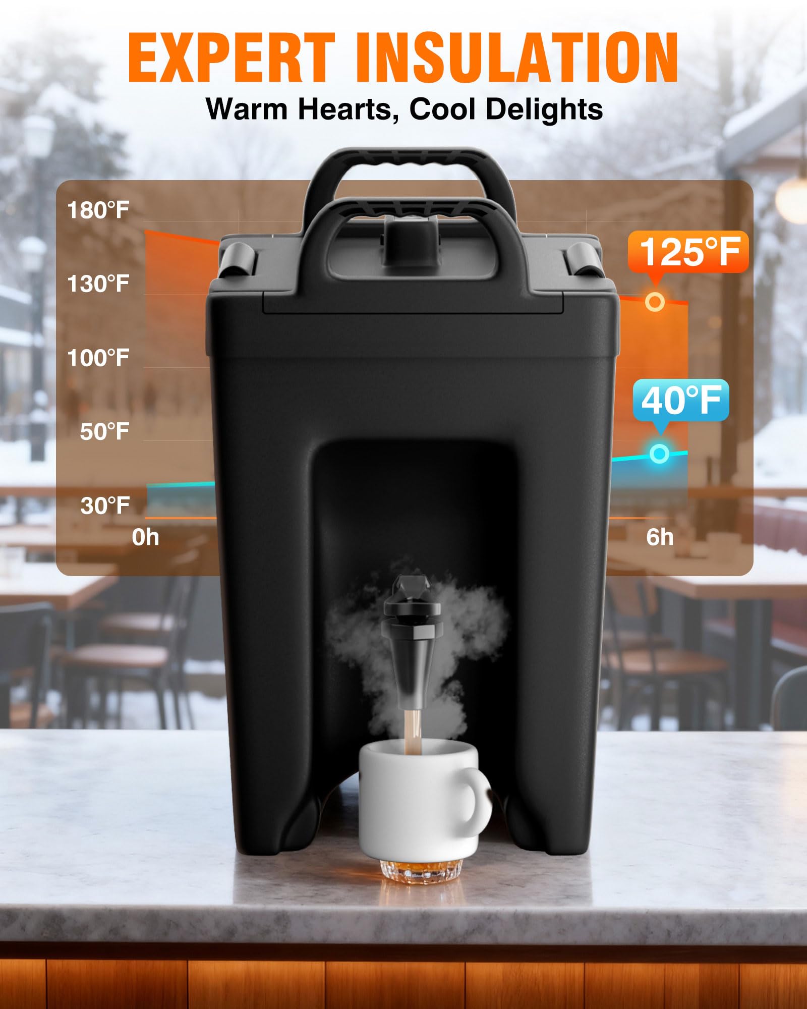 PYY Insulated Hot & Cold Beverage Dispenser with Handles