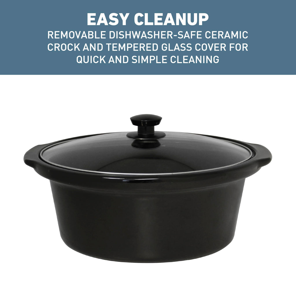 West Bend 6-Quart Manual Crockery Style with Dishwasher Safe Oval Ceramic Crockpot and Glass Lid Two Temperature Settings Plus Keep Warm