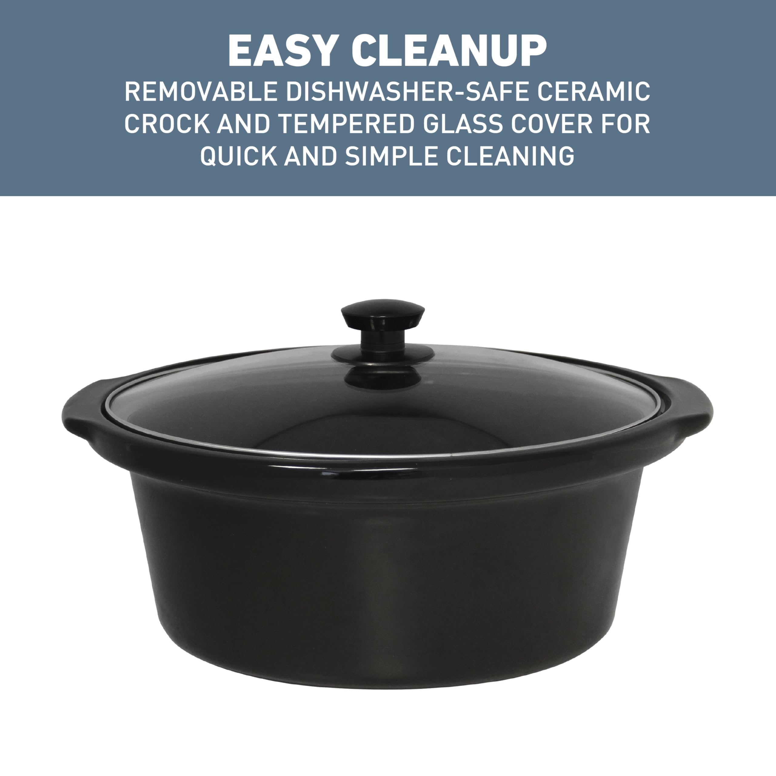 West Bend 6-Quart Manual Crockery Style with Dishwasher Safe Oval Ceramic Crockpot and Glass Lid Two Temperature Settings Plus Keep Warm