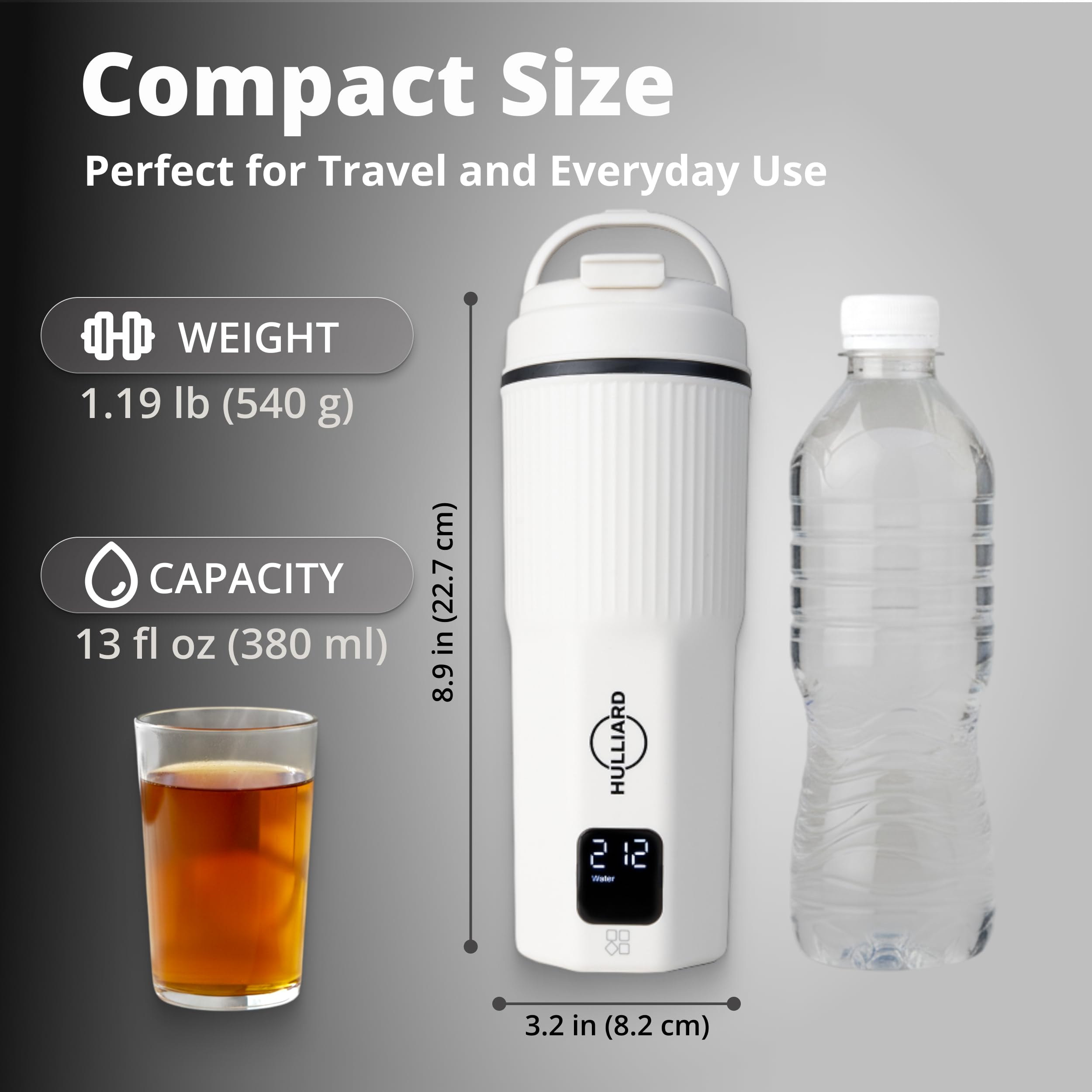 HULLIARD Travel Electric Kettle, 450ml, Dual Voltage, 316 Stainless Steel