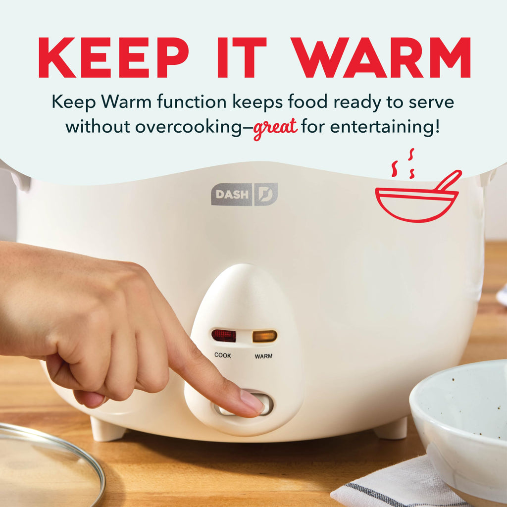 DASH Mini Rice Cooker Steamer with Removable Nonstick Pot, Keep Warm Function & Recipe Guide, One Half Quart, for Soups, Stews, Grains & Oatmeal