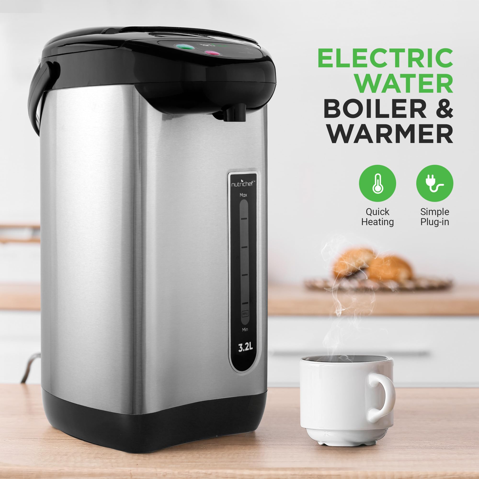 NutriChef Insulated Stainless Steel Hot Water Urn