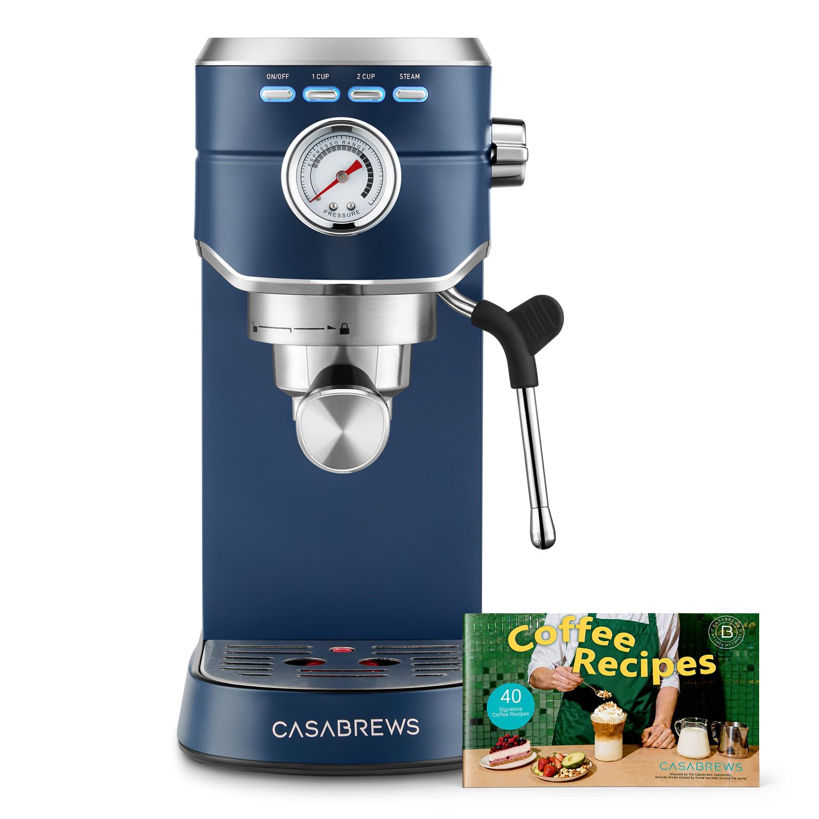 CASABREWS Espresso Machine 20 Bar, Professional Espresso Maker with Milk Frother Steam Wand, Compact Coffee Machine with 34oz Removable Water Tank for Cappuccino, Latte, Gift for Dad or Mom