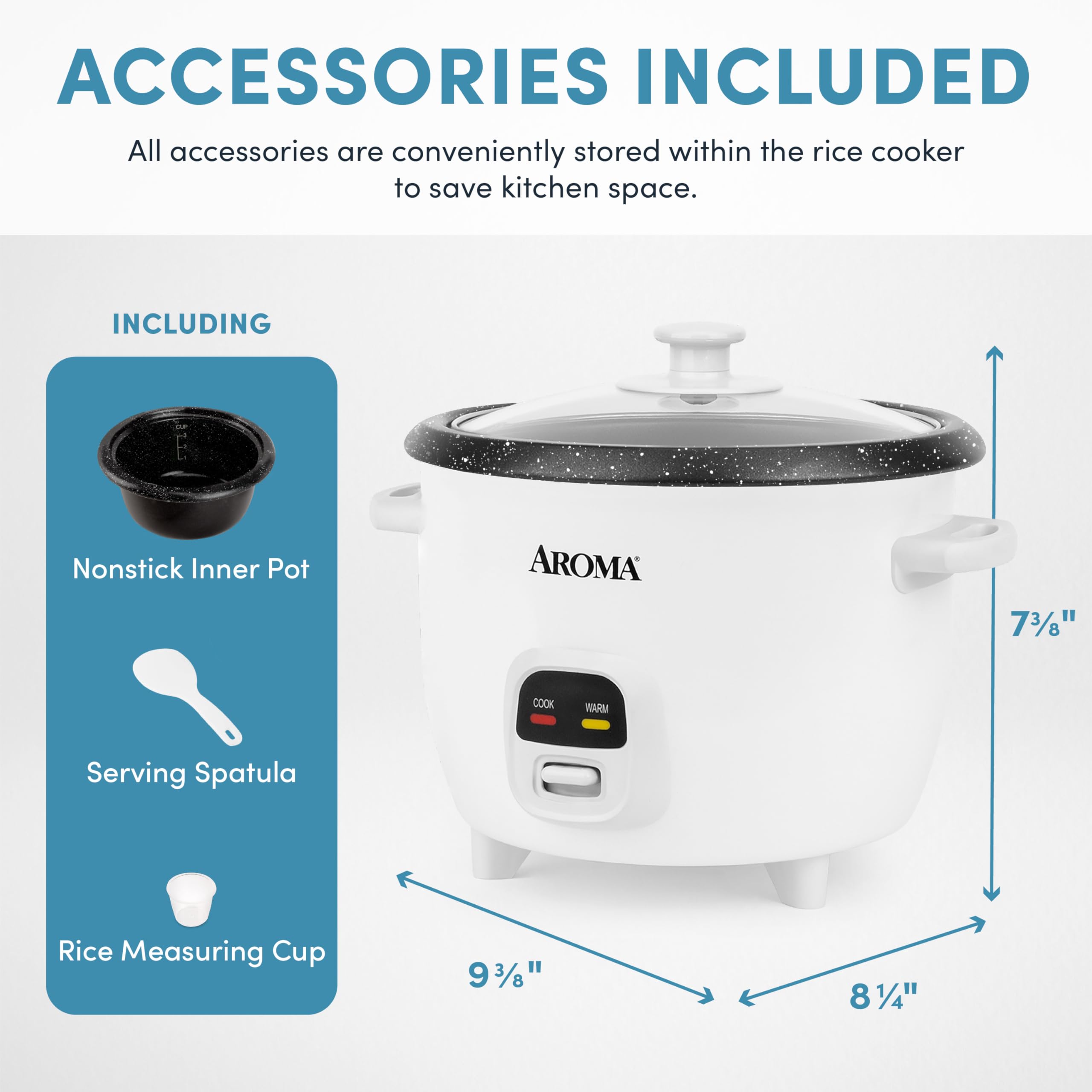 AROMA® 20-Cup (Cooked) One-Touch Rice Cooker and Food Steamer with Auto-Warm | 10 cups uncooked, 20 cups cooked (ARC-390NGP)