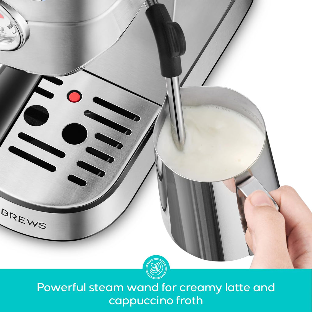 CASABREWS Espresso Machine 20 Bar, Professional Espresso Maker with Milk Frother Steam Wand, Compact Coffee Machine with 34oz Removable Water Tank for Cappuccino, Latte, Gift for Dad or Mom