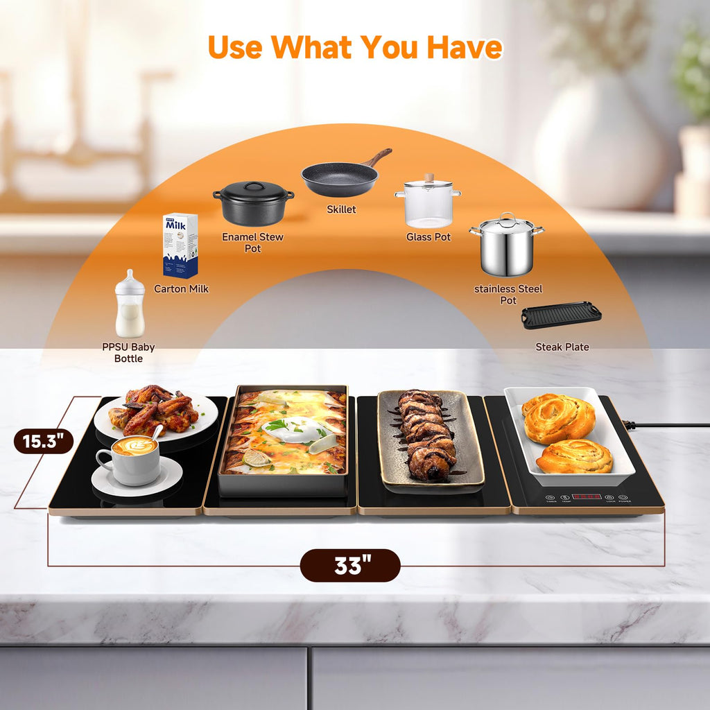 FEPPO 4-in-1 Electric Food Warming Tray for Serving