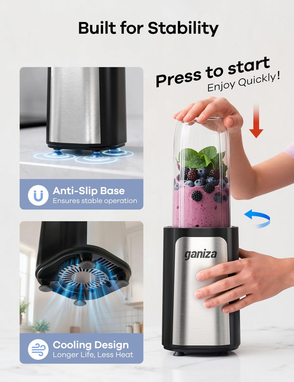 Ganiza 14-Piece Personal Blender with 3 Portable Cups