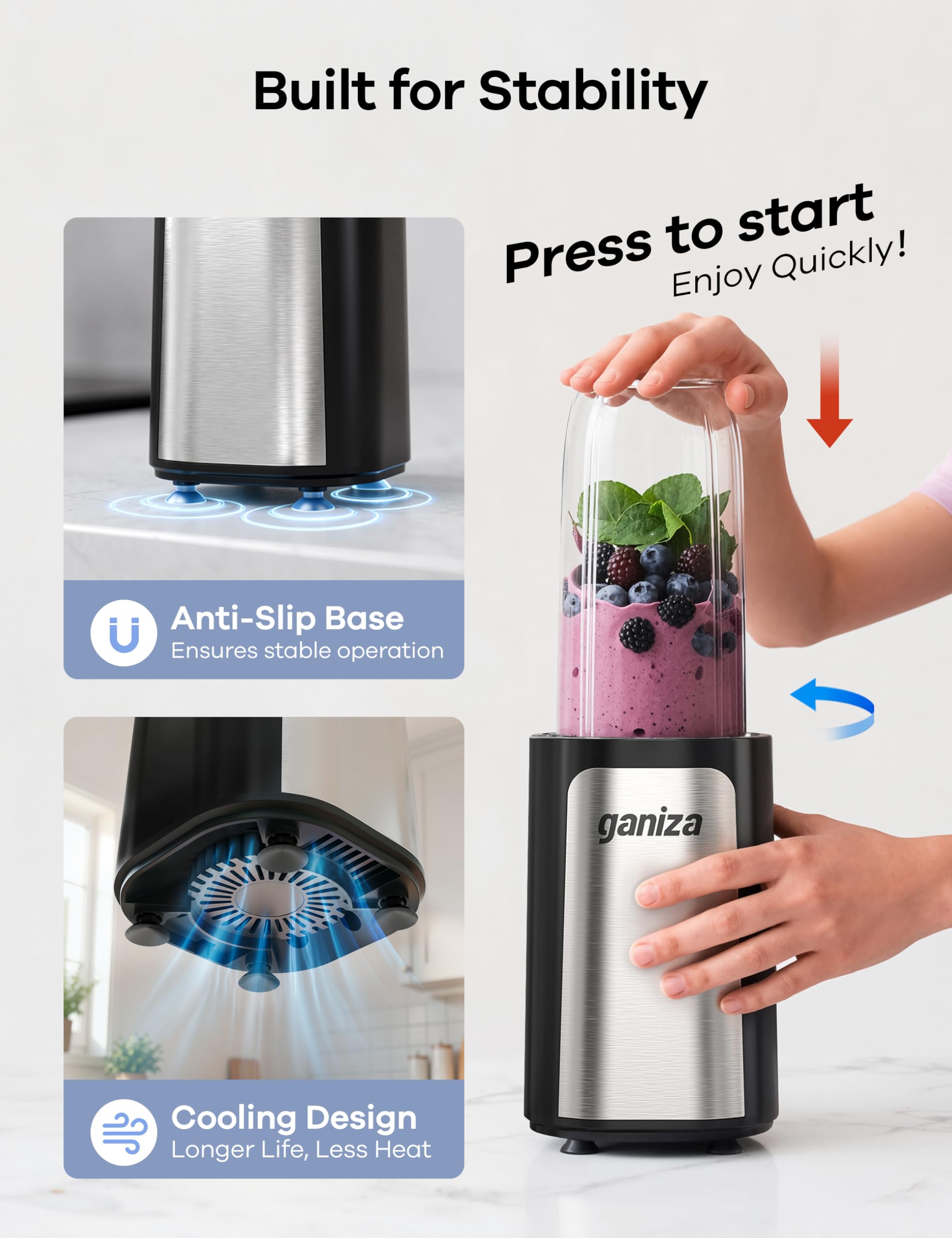 Ganiza 14-Piece Personal Blender with 3 Portable Cups