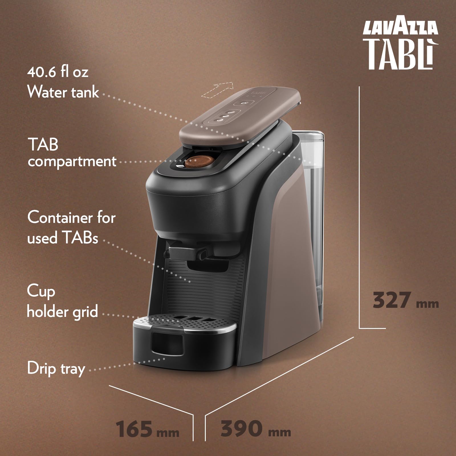 Lavazza Tablì Espresso Machine (Brown) and Milk Frother
