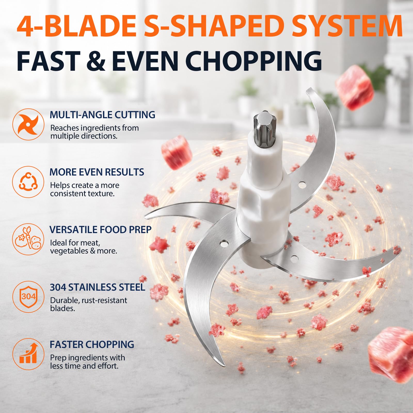 500W Touch-Control Food Processor for Meat & Vegetables