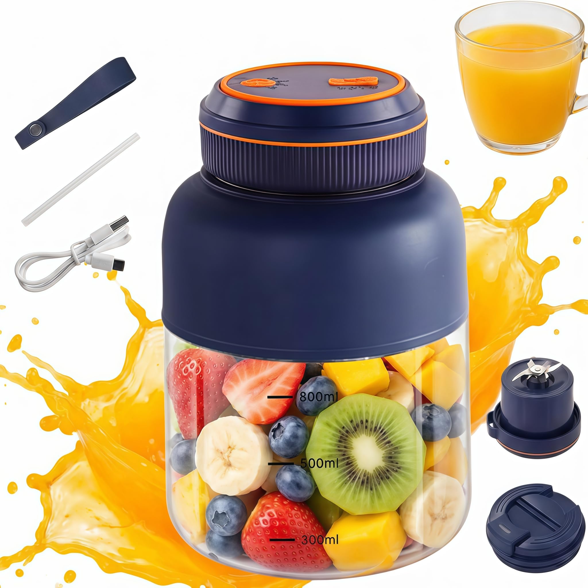 Rechargeable Portable Juicer Blender Cup with 38 Blades