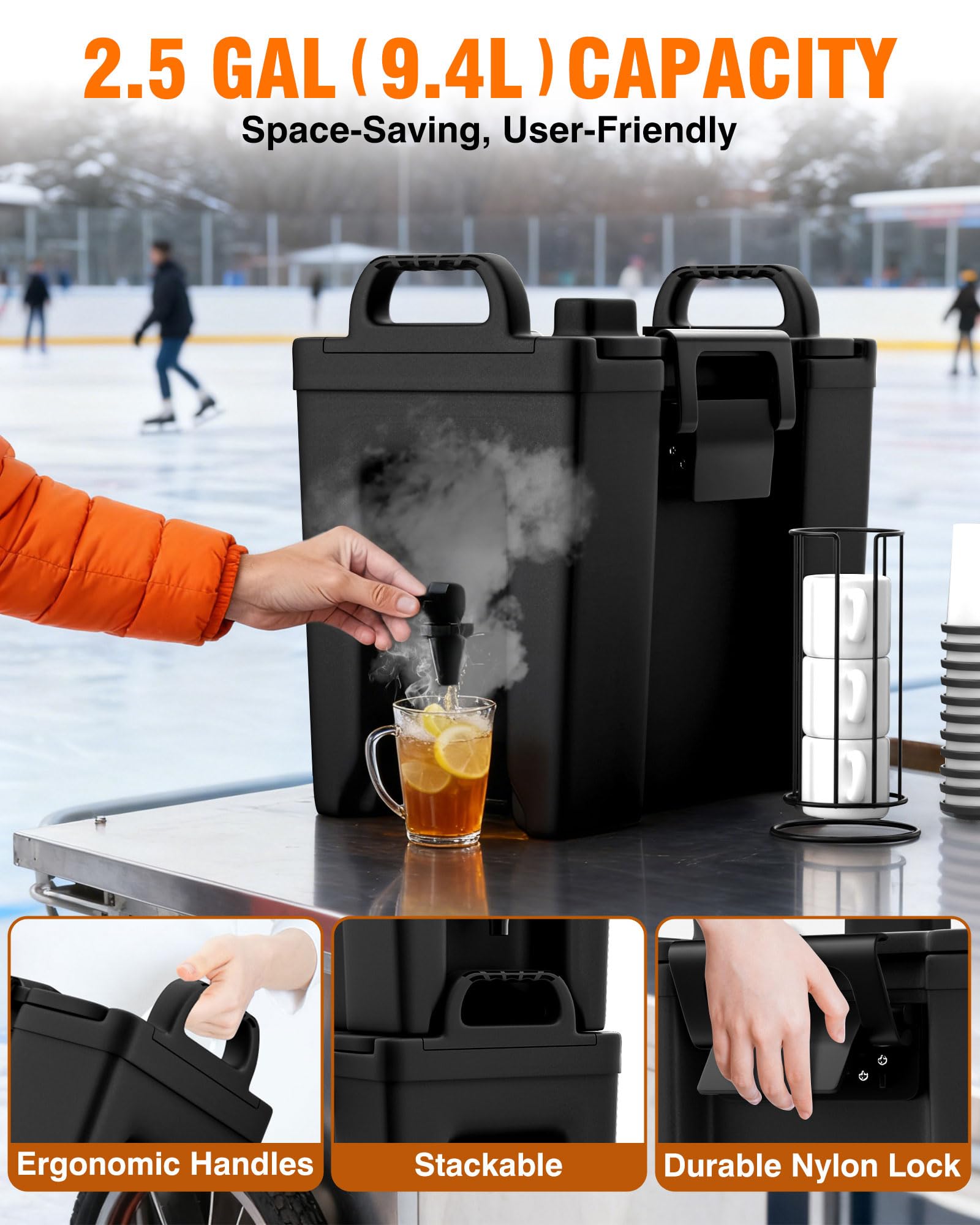 PYY Insulated Hot & Cold Beverage Dispenser with Handles