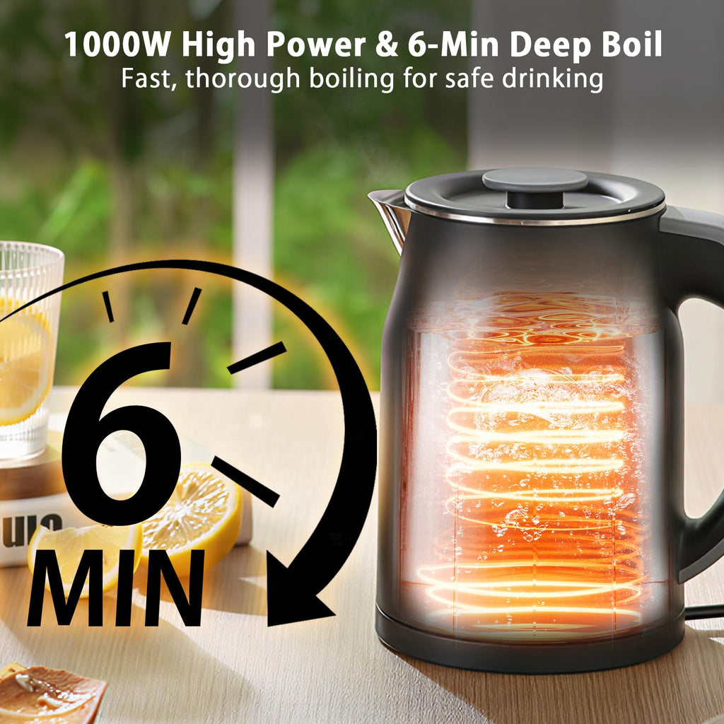 V-33 Electric Kettle 1.2L with 45-90C Temperature Control, 1000W Fast Heating, 16H Keep Warm & 3-Min Lift Memory, Cool Touch Double Wall, 304 Stainless Steel, Black
