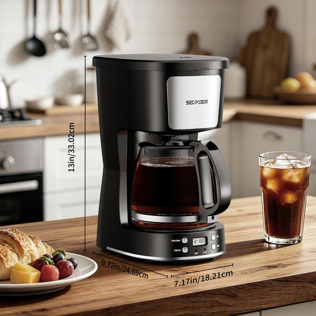 SECPOEDR 12 Cup Programmable Drip Coffee Maker, Auto Brew Coffee Machine