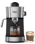 HBN Espresso Machine, 3.5Bar Cappuccino & Latte Maker, 2-4 Cup Stainless Steel Coffee Machine with Milk Frother, 800W Espresso Machine Maker with Steamer, Compact Coffee Maker for Home and Office