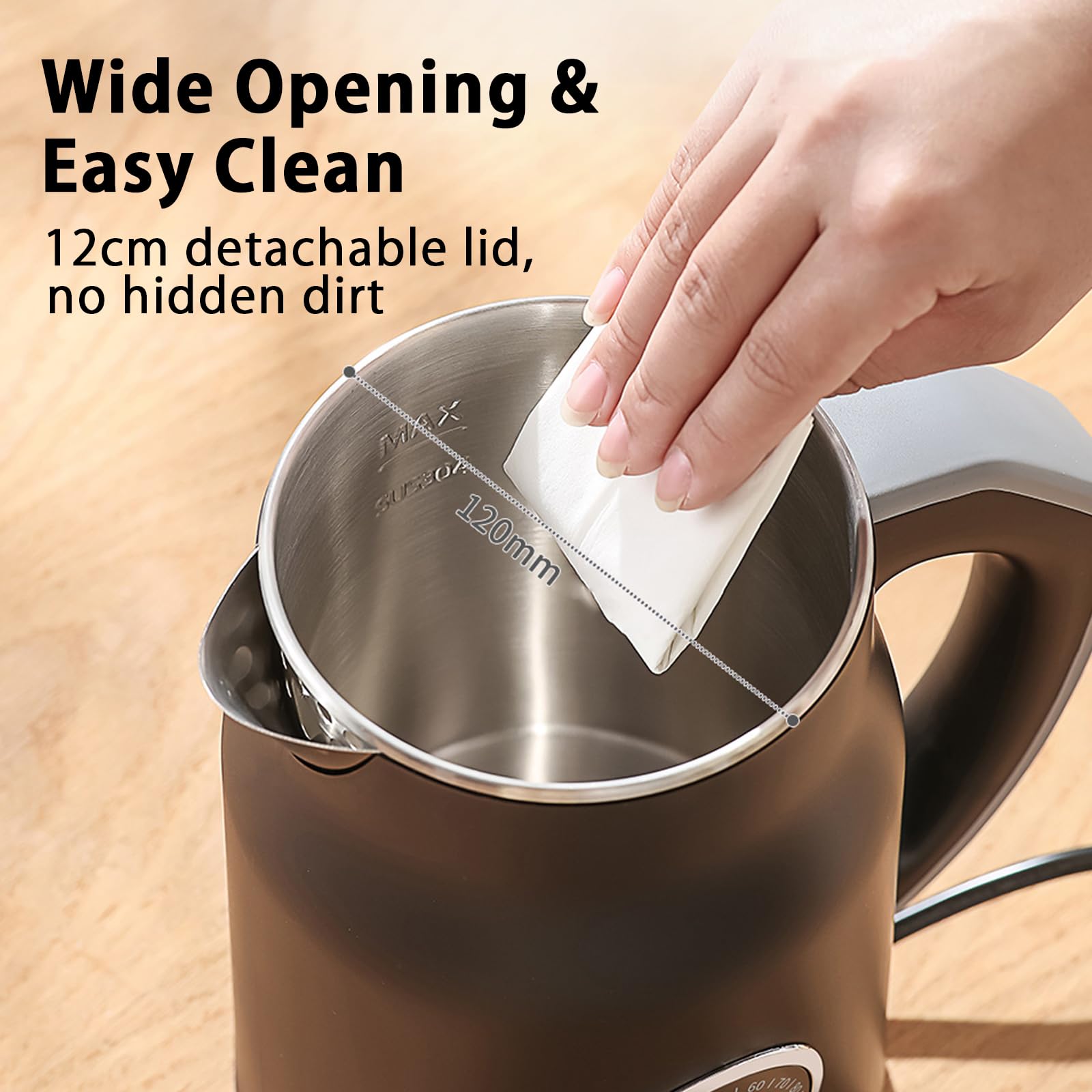 V-33 Electric Kettle 1.2L with 45-90C Temperature Control, 1000W Fast Heating, 16H Keep Warm & 3-Min Lift Memory, Cool Touch Double Wall, 304 Stainless Steel, Black