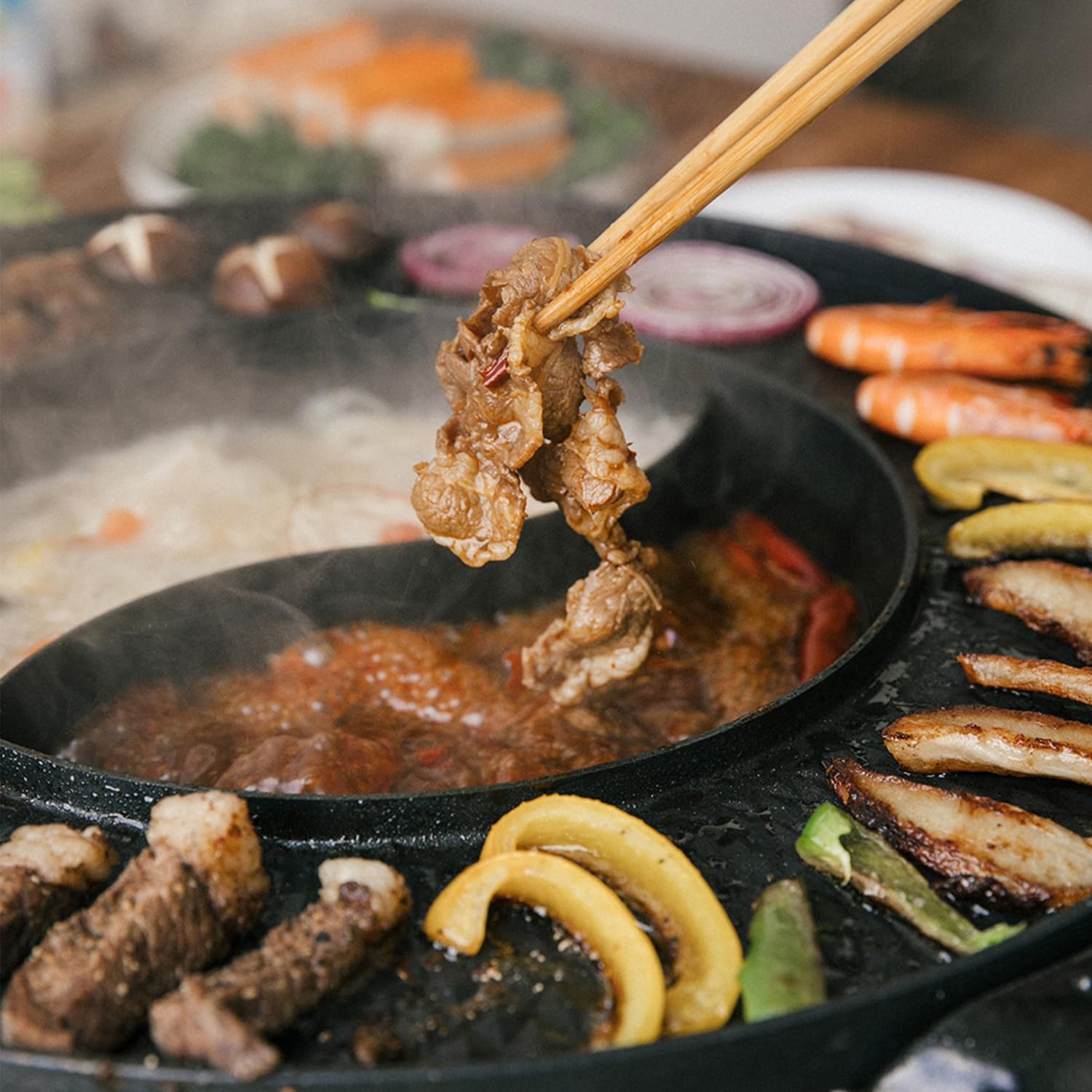 2-in-1 Electric Hot Pot & Smokeless Korean BBQ Grill