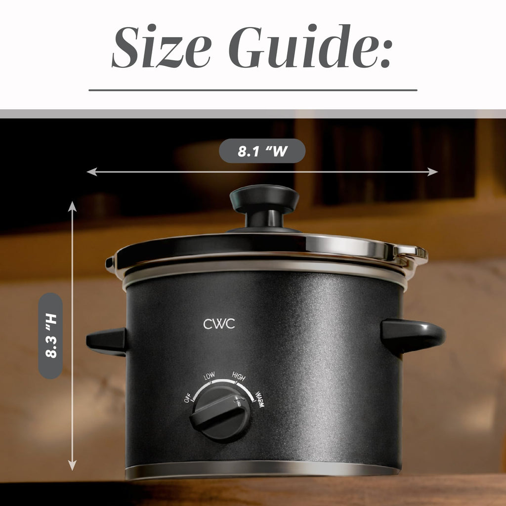 COOK WITH COLOR 2QT Mini Electric Round Slow Cooker - Adjustable Settings, Removable Stoneware Pot, Tempered Glass Lid, Dishwasher Safe, Cool-Touch Side Handles