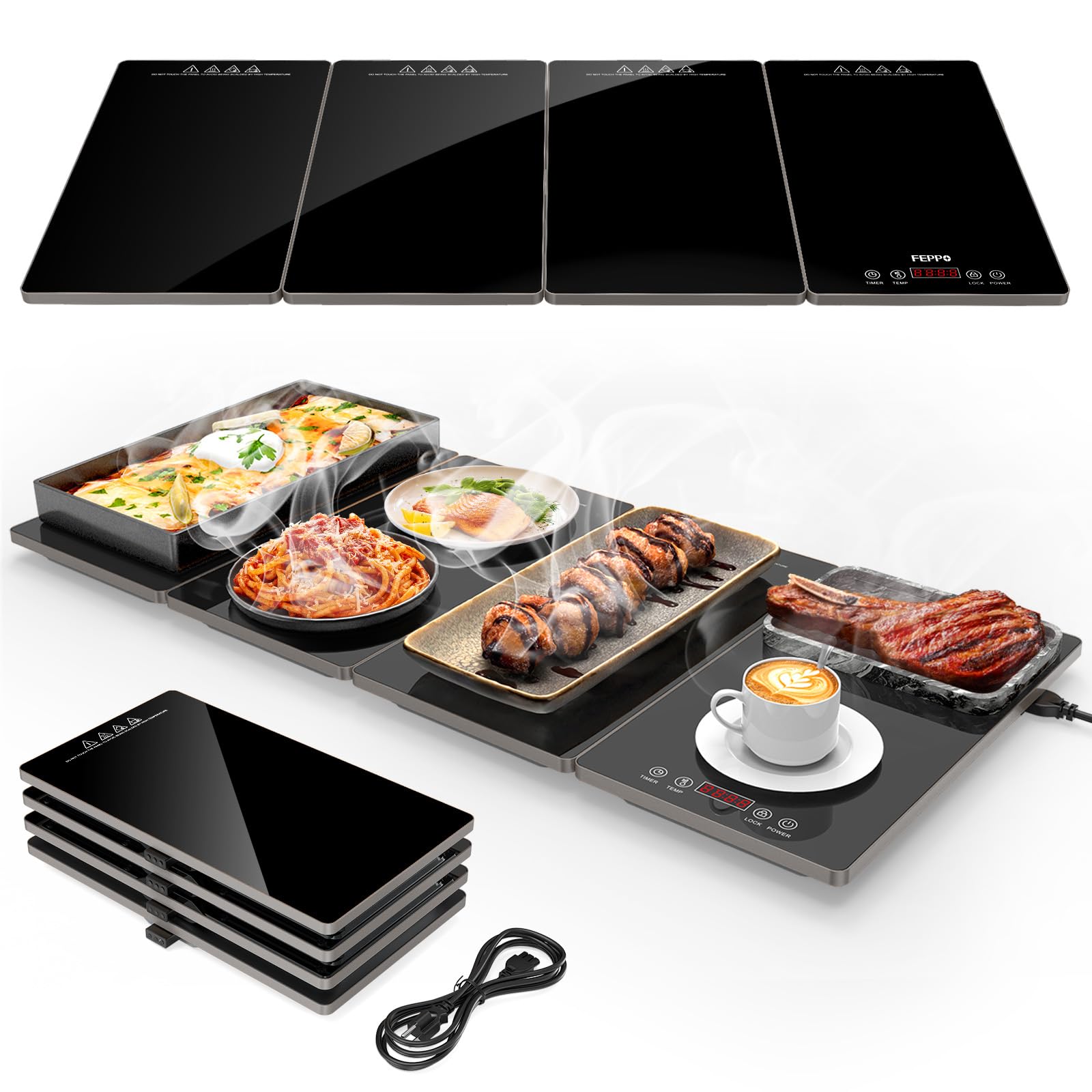 FEPPO 4-in-1 Electric Food Warming Tray for Serving